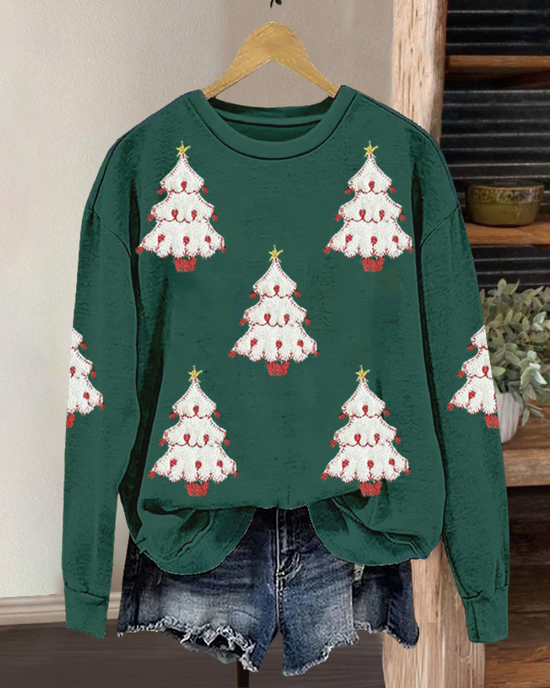 Christmas Holiday Embroidered Patch Sweatshirt