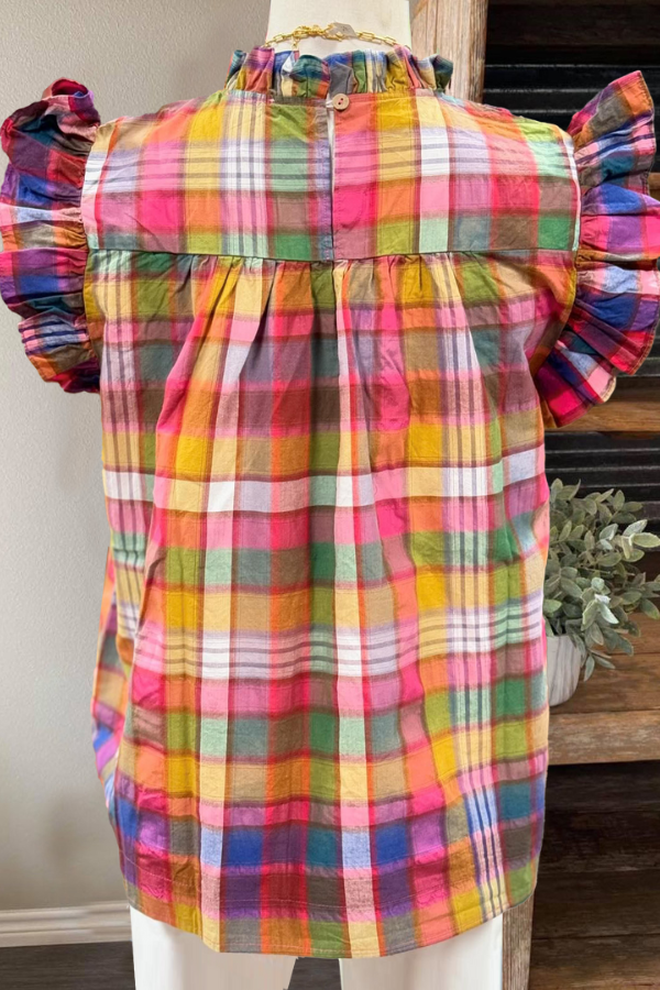 Stained Plaid Smock Top