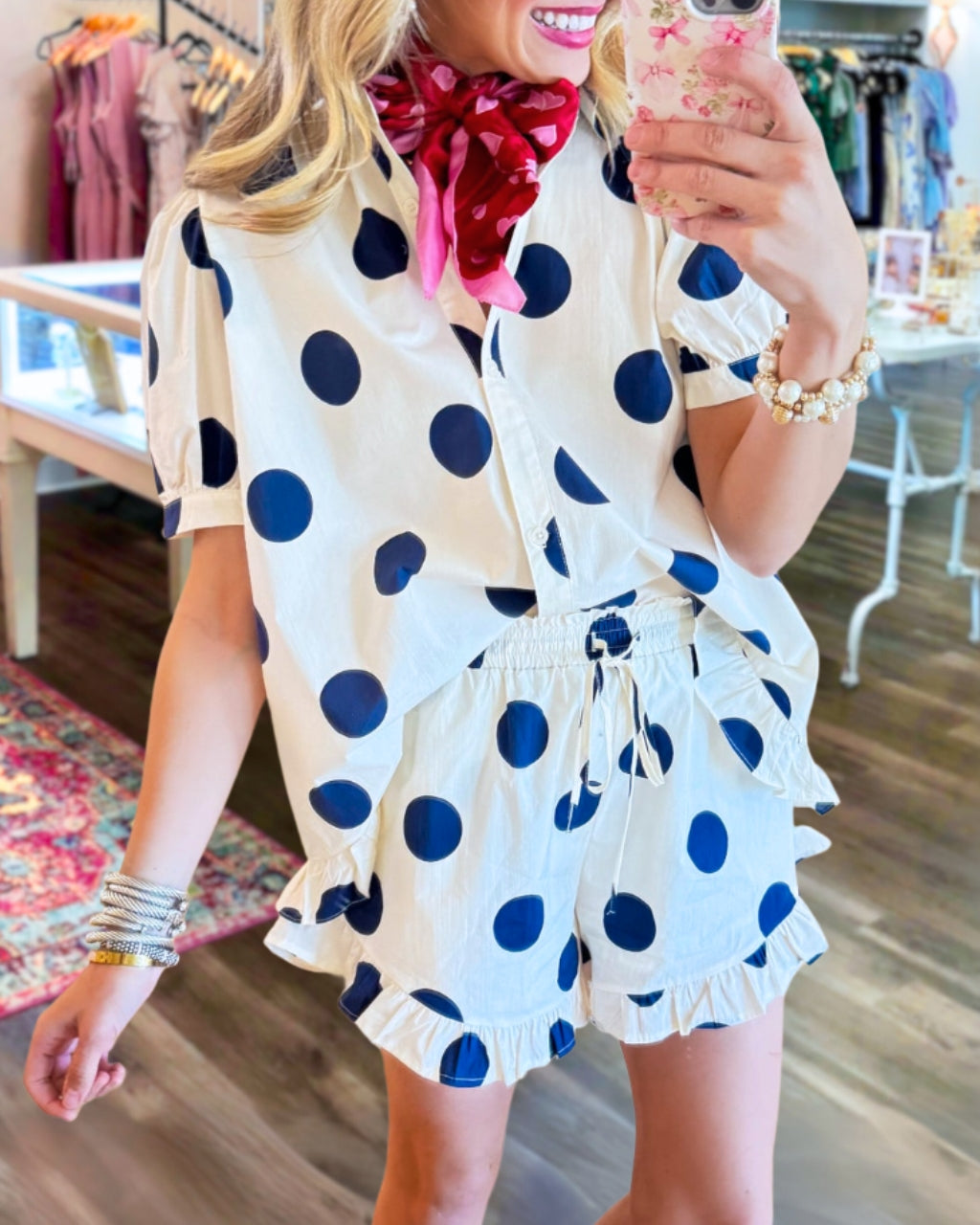 Poplin Polka Dot Shorts Set