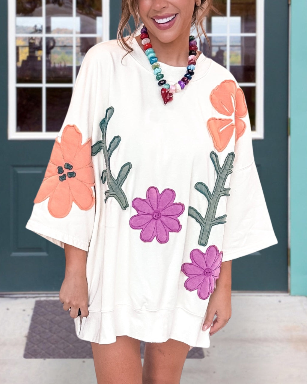 Floral Patch Oversized Top