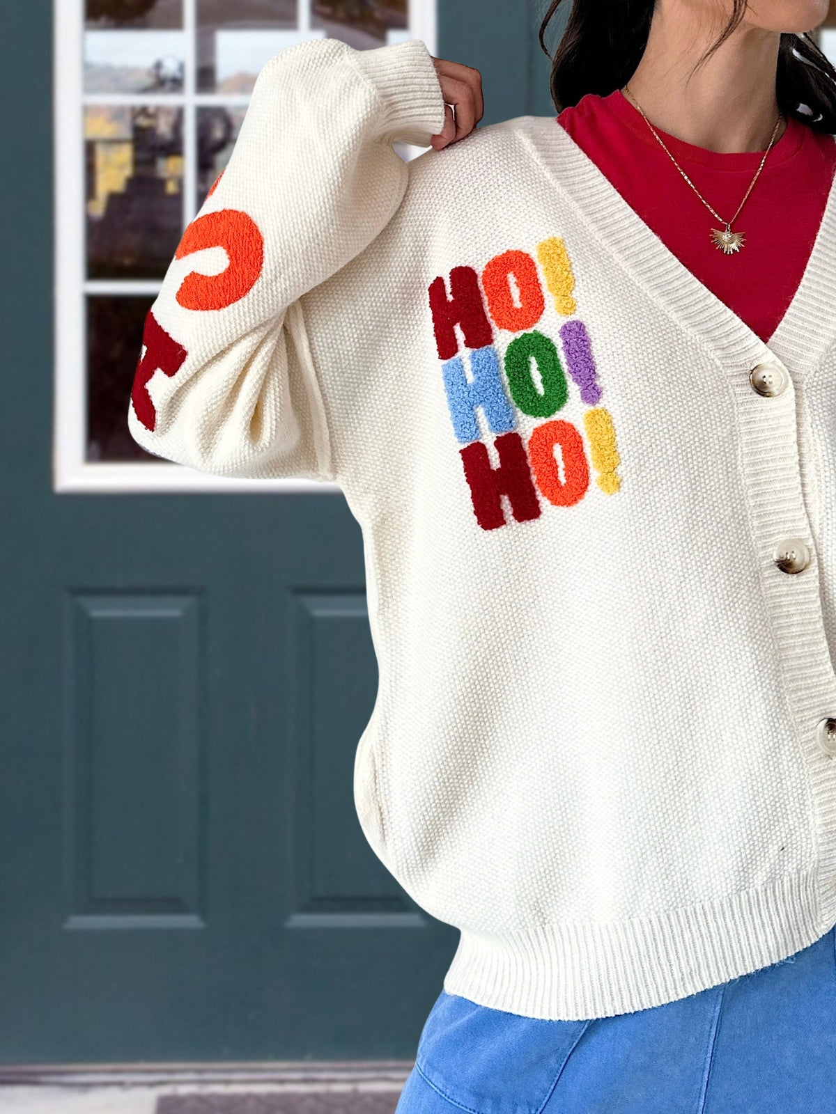 Merry Christmas Embroidered Letter Cardigan