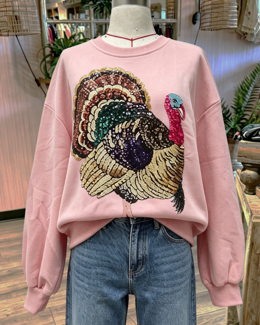 Oversized Turkey Sequined Sweatshirt