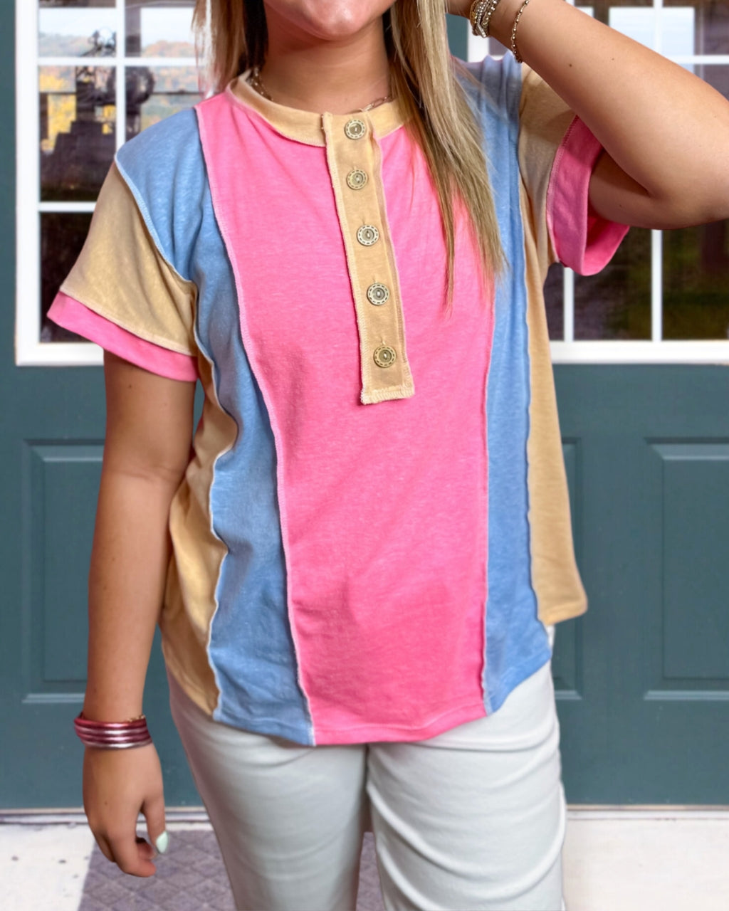 Vibrant Harmony Color Block Top