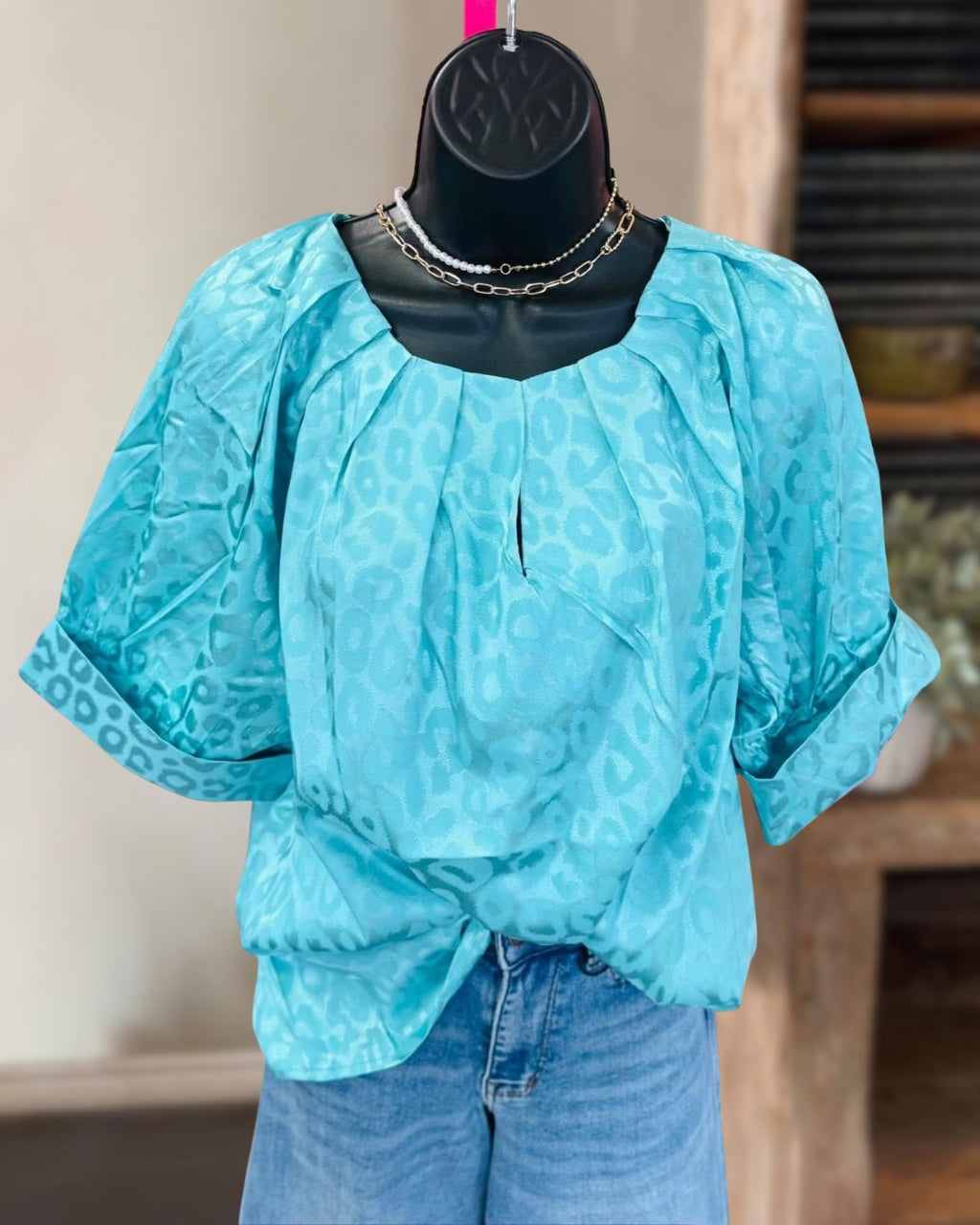 Ruffled Leopard Satin Top