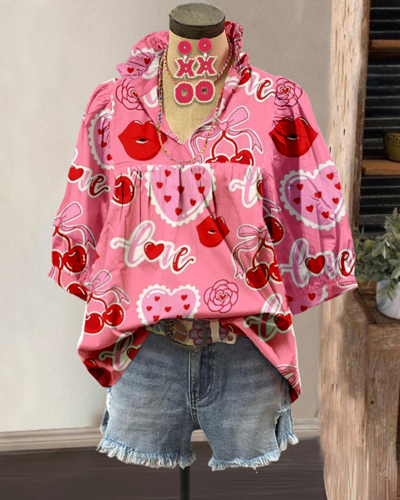 Heart Kiss V-neck Top