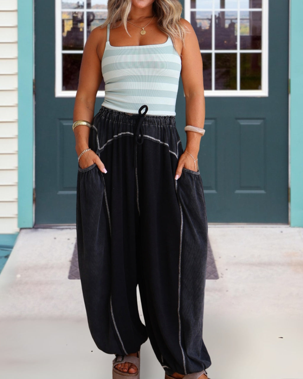 Colorblock Stitch Jogger Pants