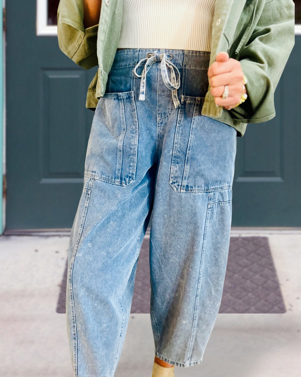 Utility Drawstring Denim Pants