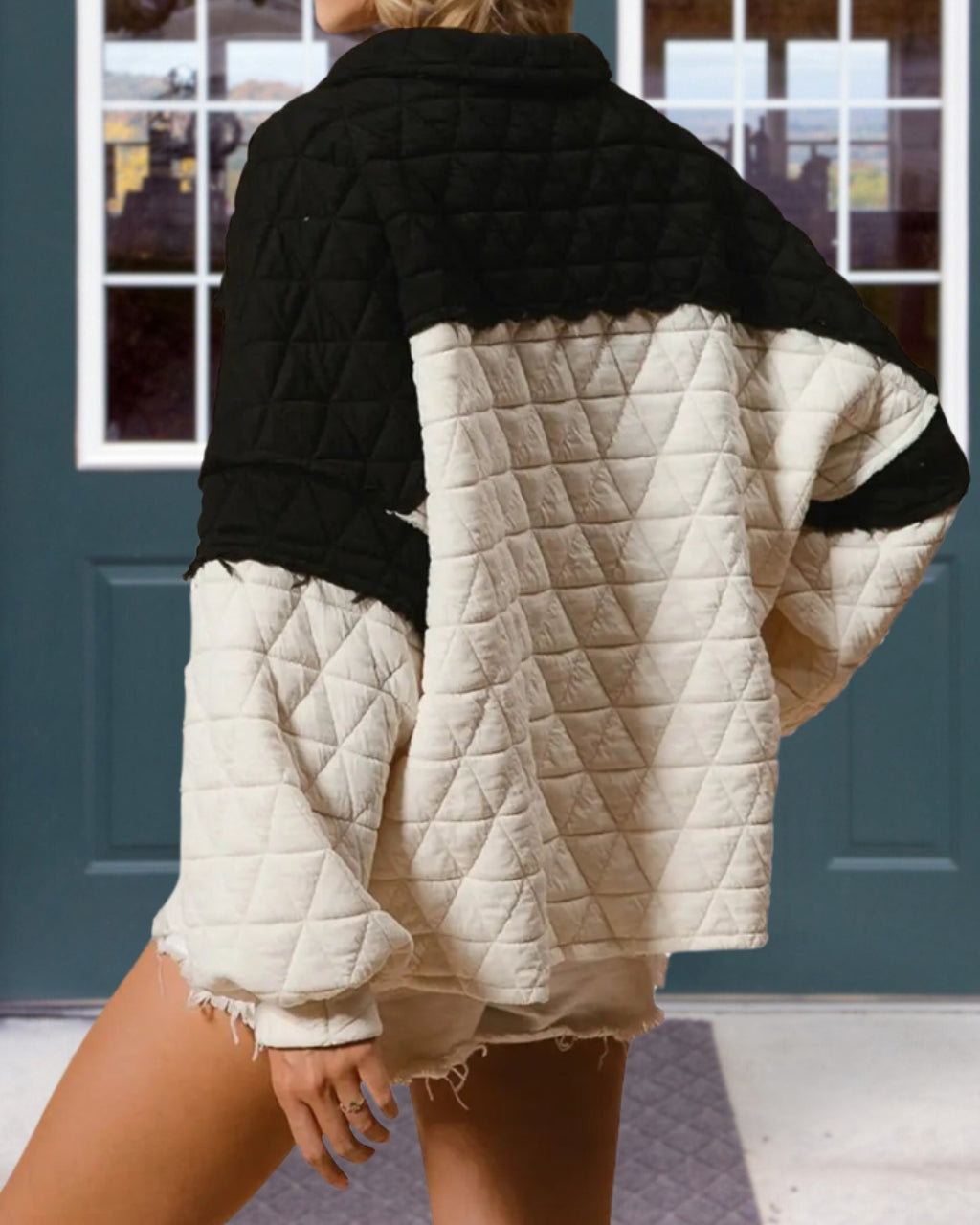 Colorblock Quilted Sweatshirt