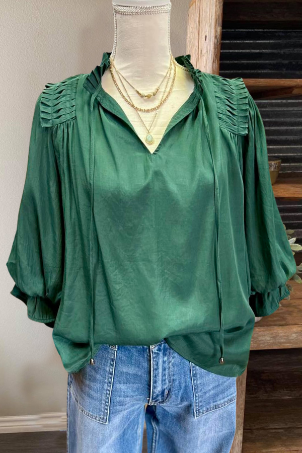 Ruffled Pleated V-neck blouse