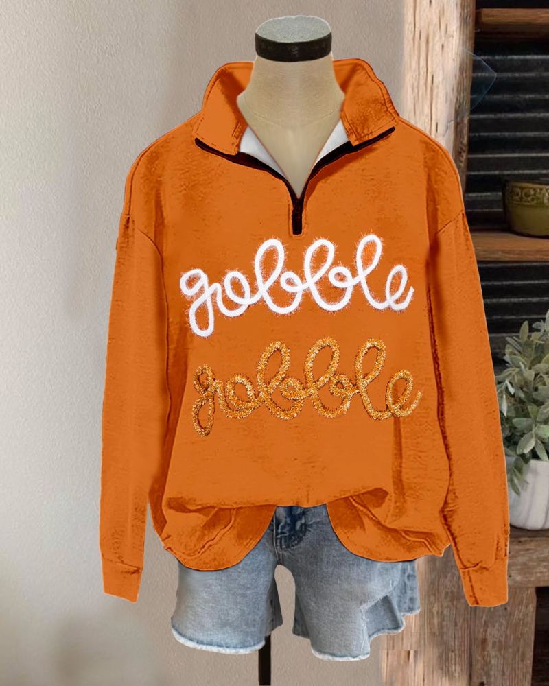 Gobble Embroidered Half-Zip Pullover