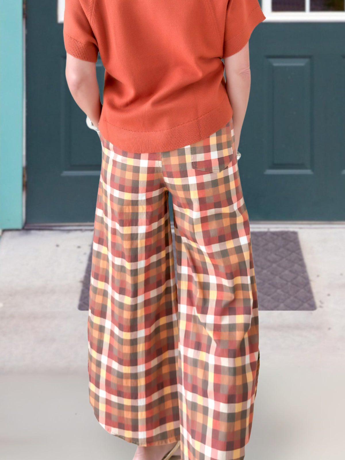 Tulip-Patterned Plaid Pants