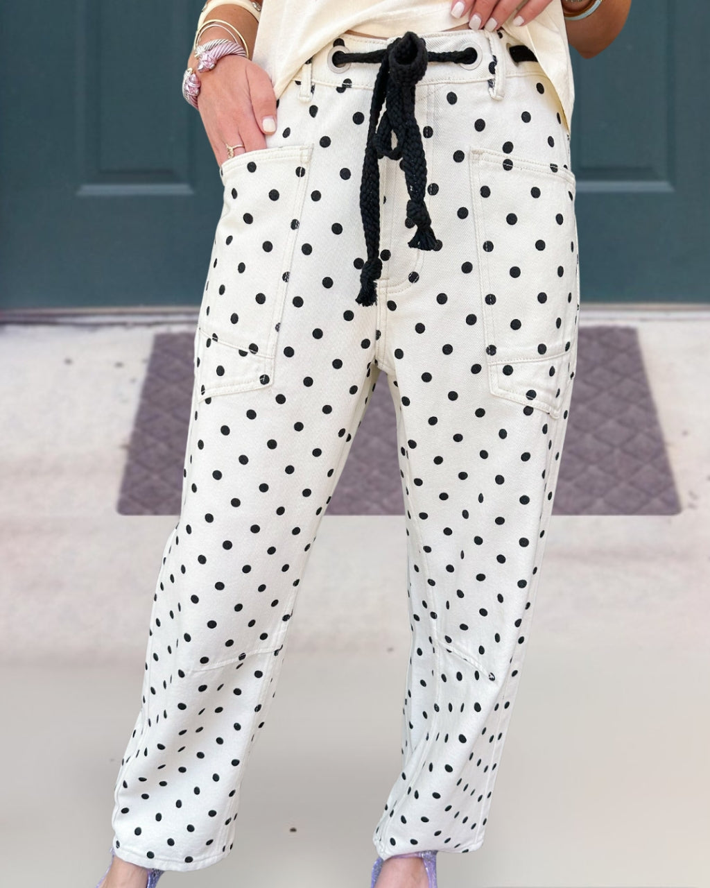 Stylish Polka-Dot Drawstring Pants