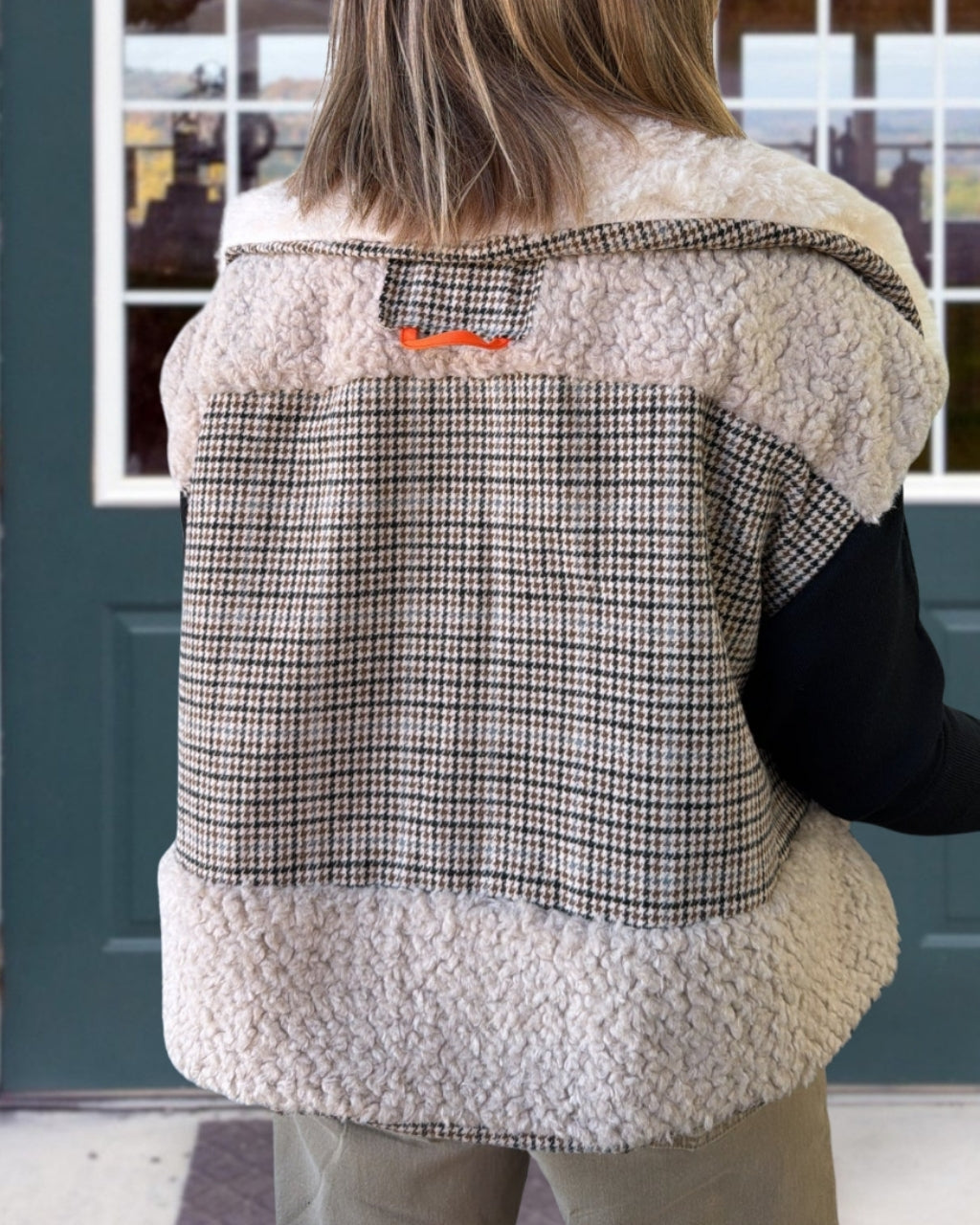 Plaid Patchwork Lamb Fleece Vest