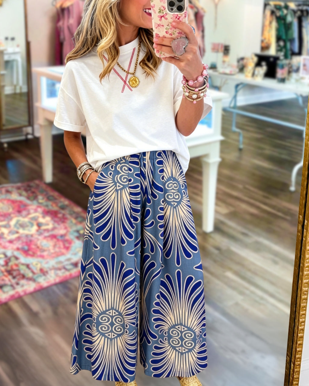 Boho Floral Wide-Leg Pants