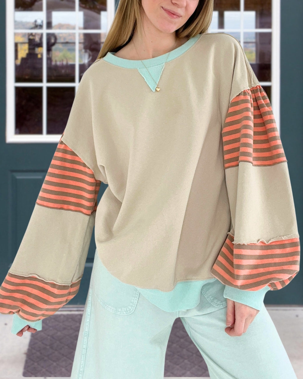 Patchwork Stripe Contrast Pullover