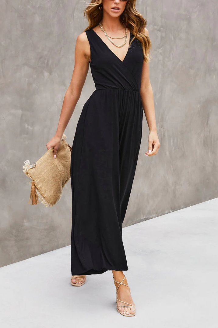 Drapes Pocketed Wide Leg Jumpsuit