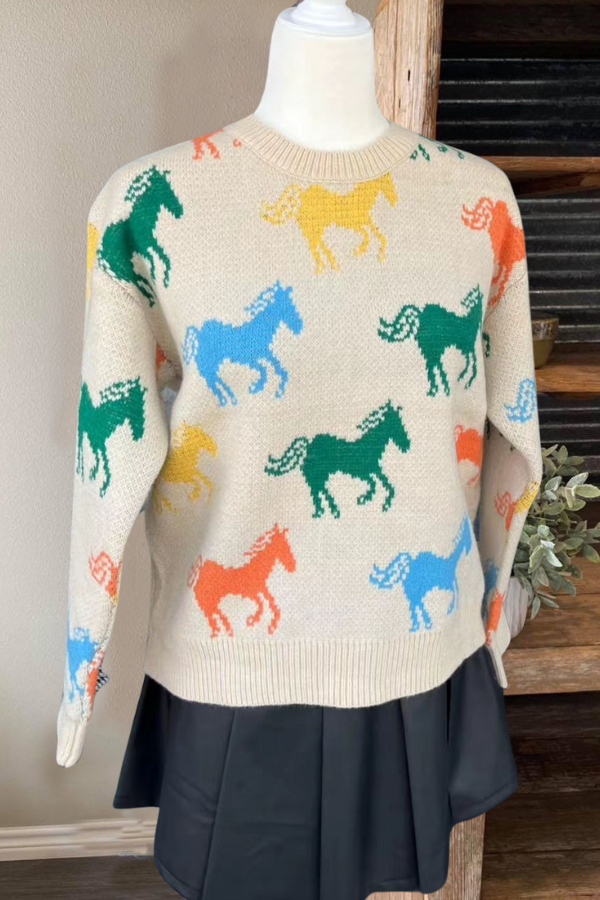 Colorful Horse Sweater