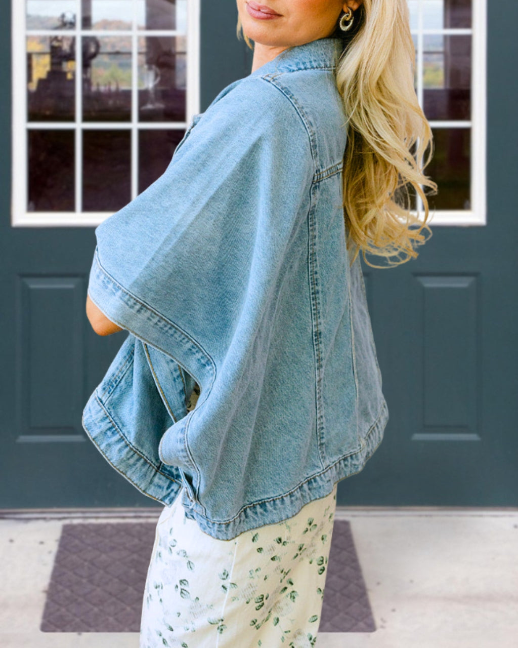 Chic Dolman Sleeve Denim Jacket