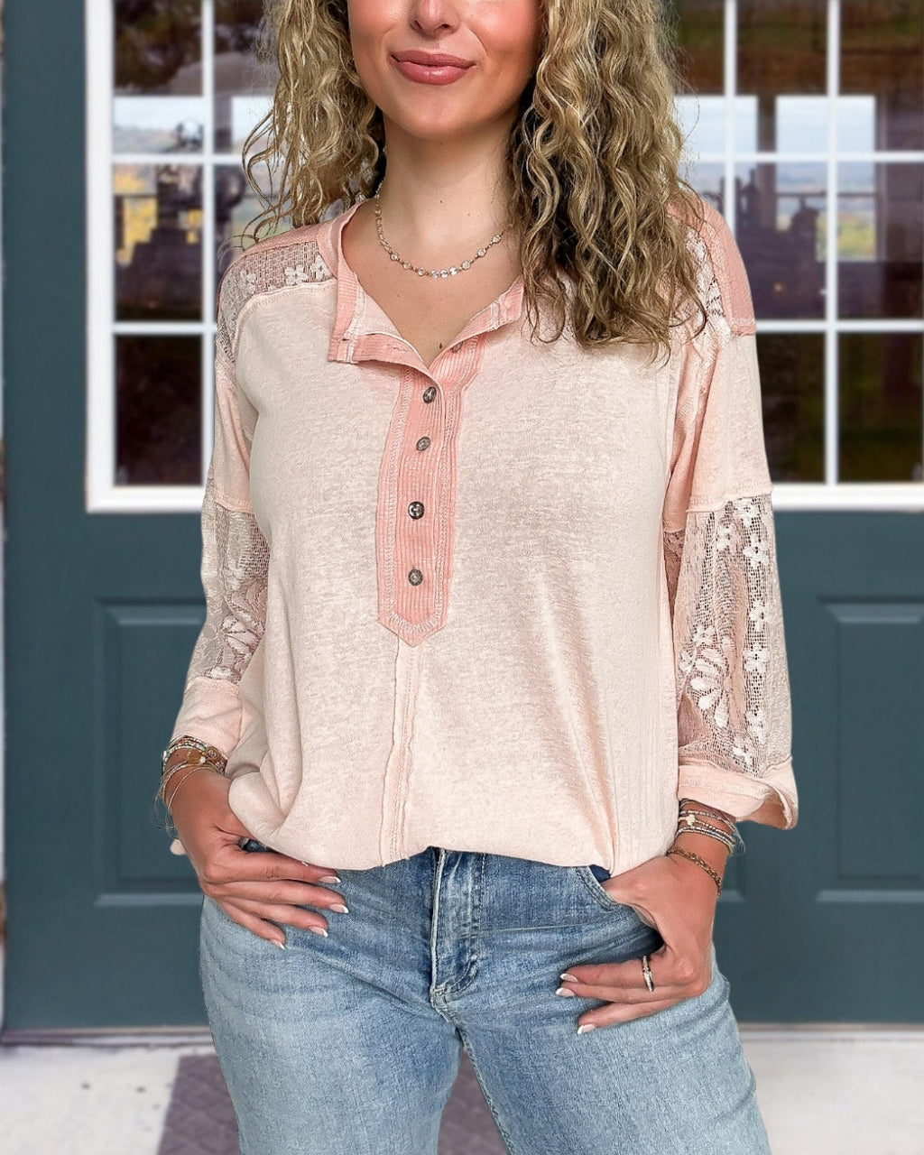 Lace Patchwork Henry Top