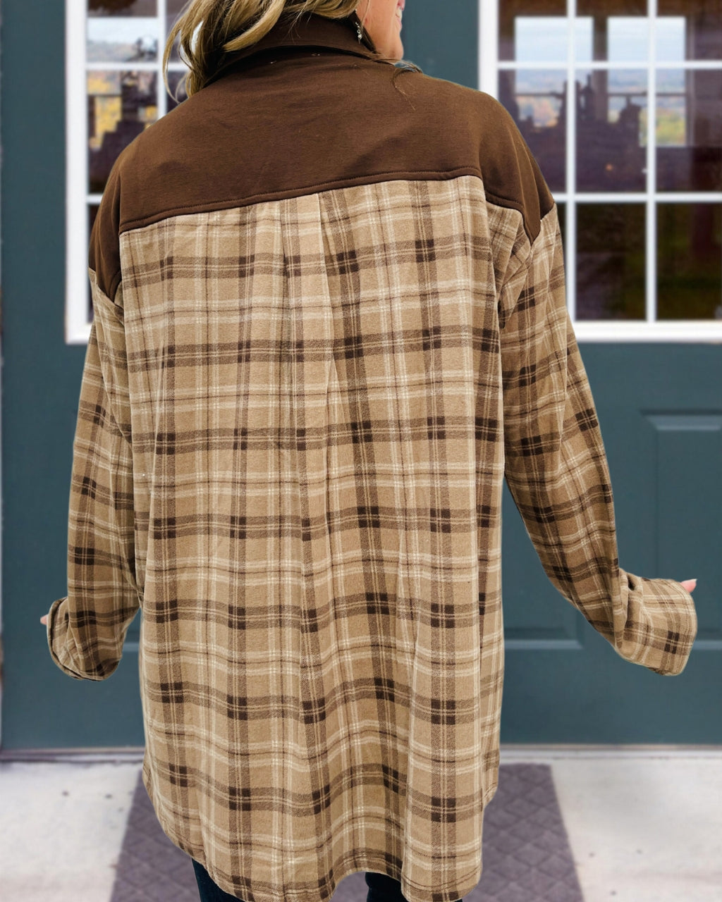 Corduroy Patchwork Check Shirt