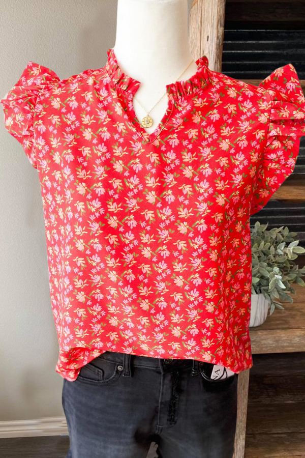 More Floral Blouse- Red