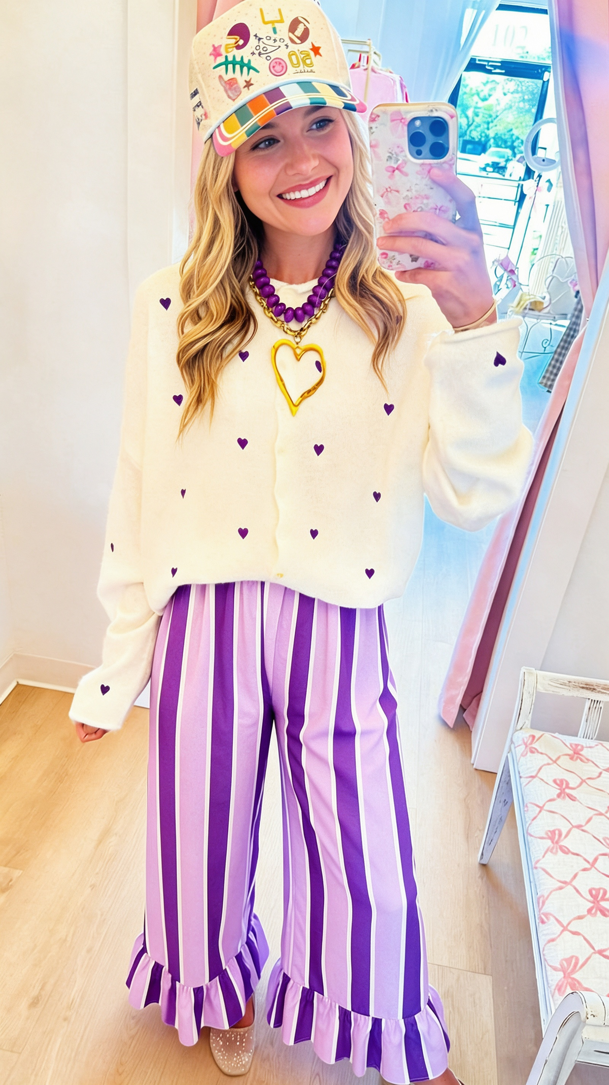 Playful Striped Ruffle Pants