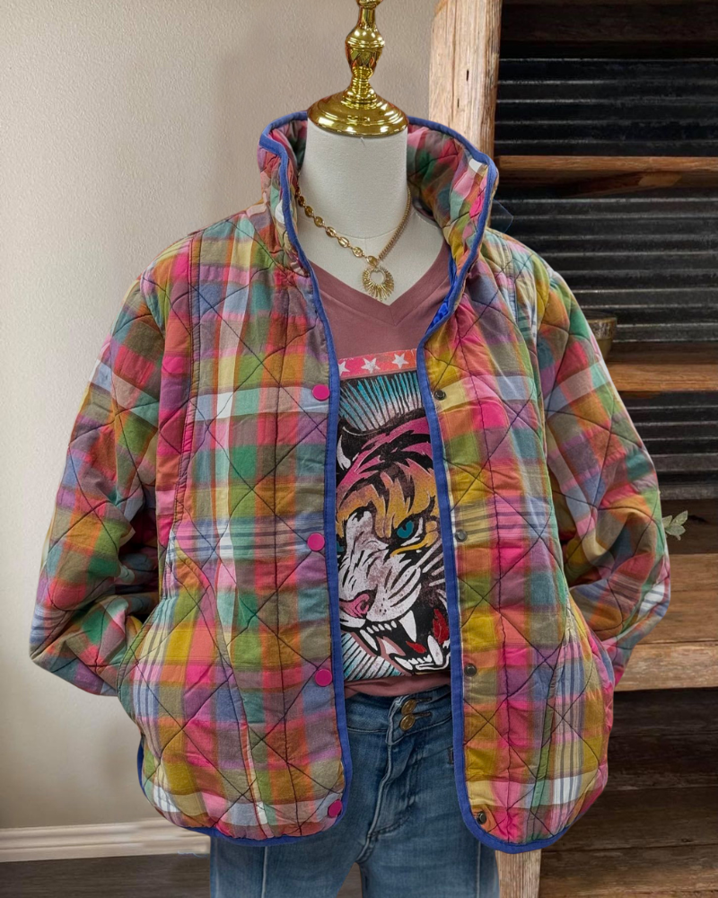 Colorful Plaid Quilted Jacket