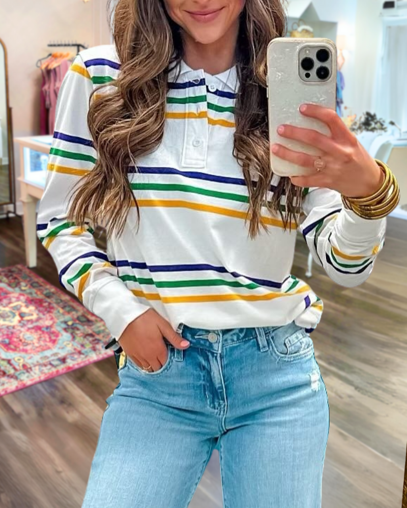 Fun Mardi Gras Striped Top
