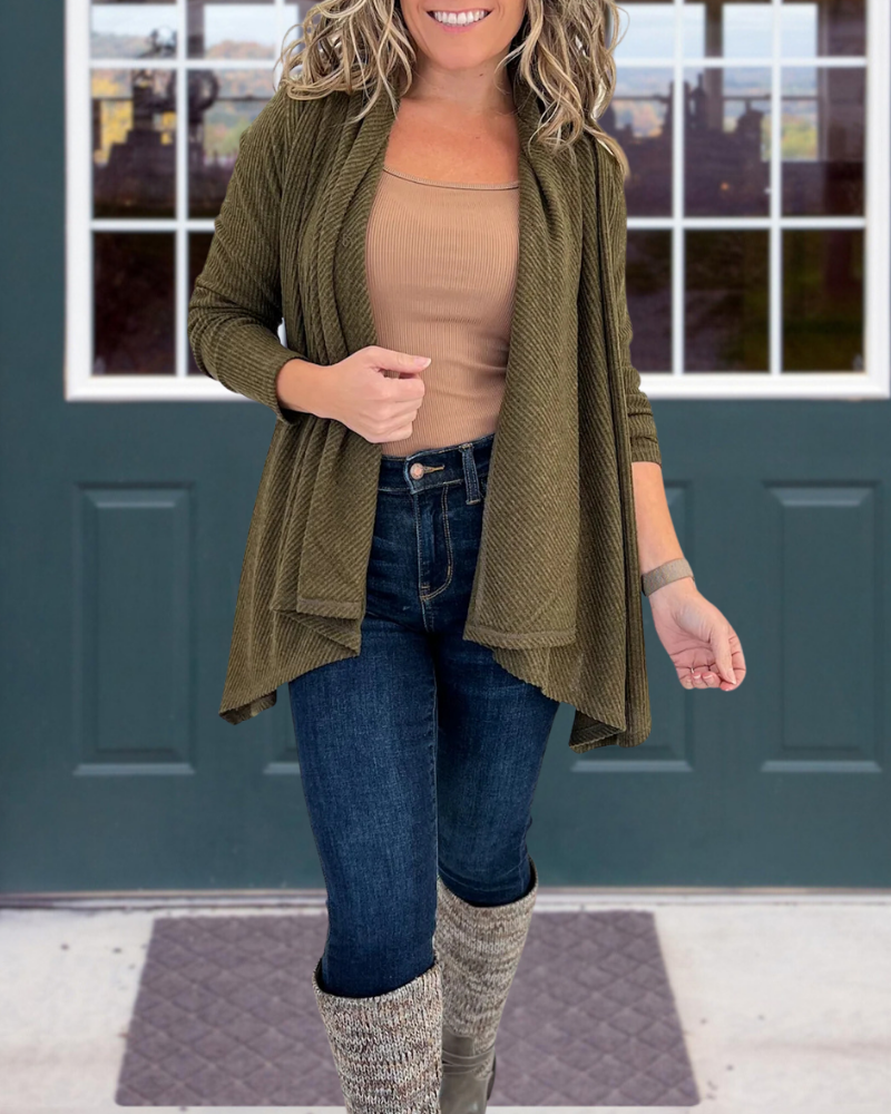 Casual Ribbed Irregular Top