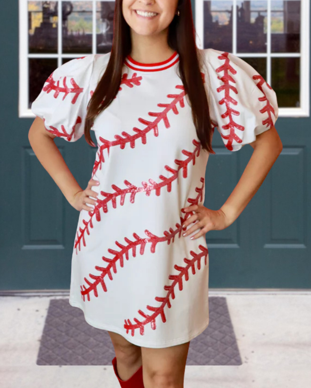 Baseball Stitch Pattern Dress