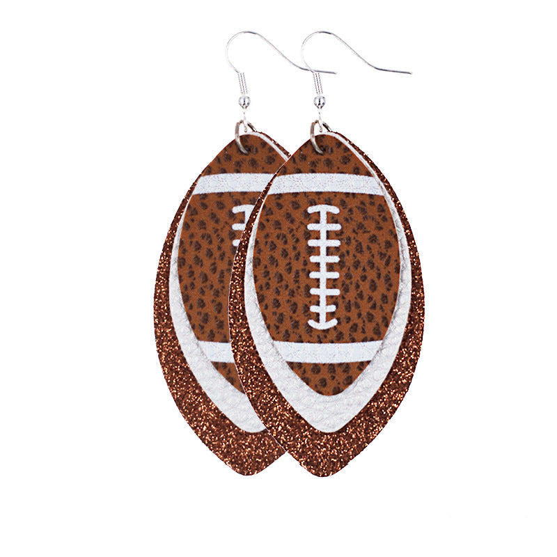 Game Day Football Leather Teardrop Earrings