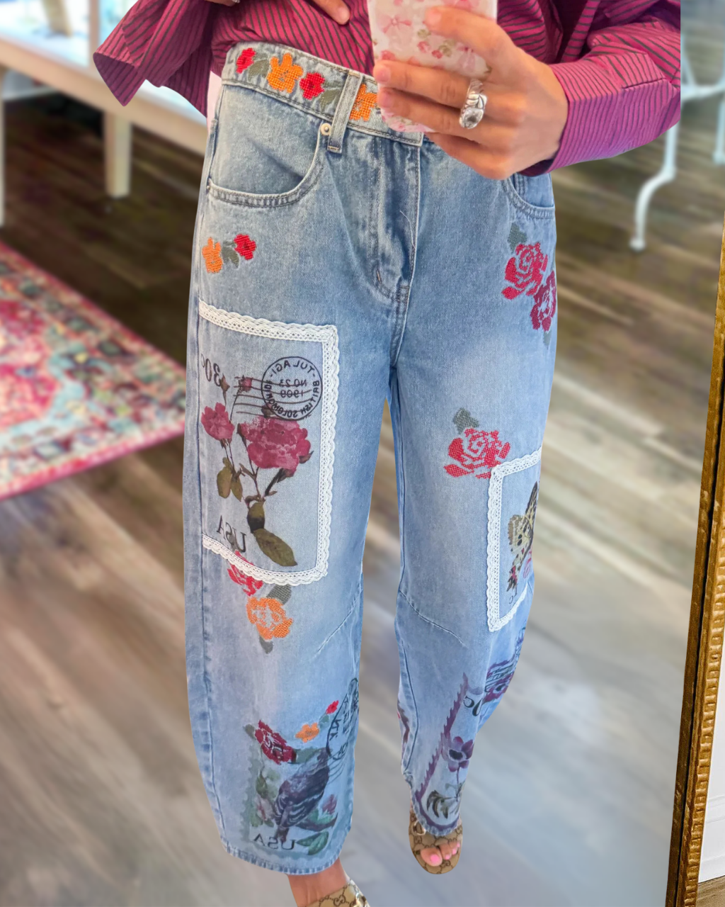 Vintage Floral Lace Pants
