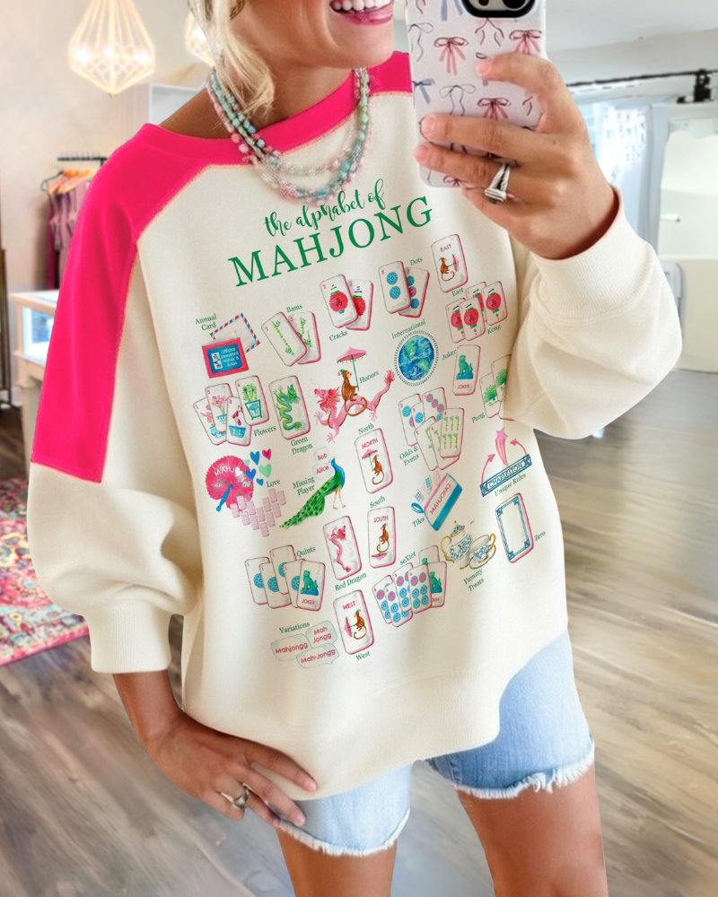 Mixed Mahjong Pattern Print Sweatshirt