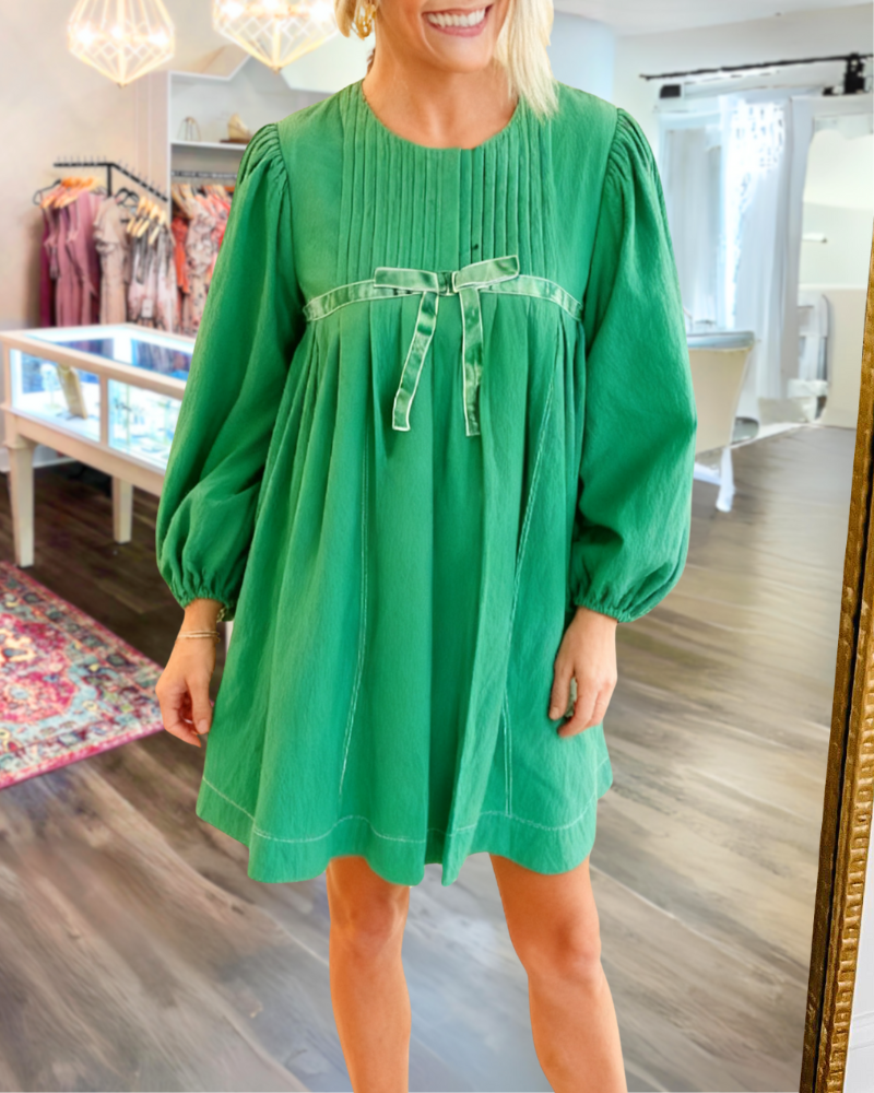 Casual Bow Crewneck Mini Dress