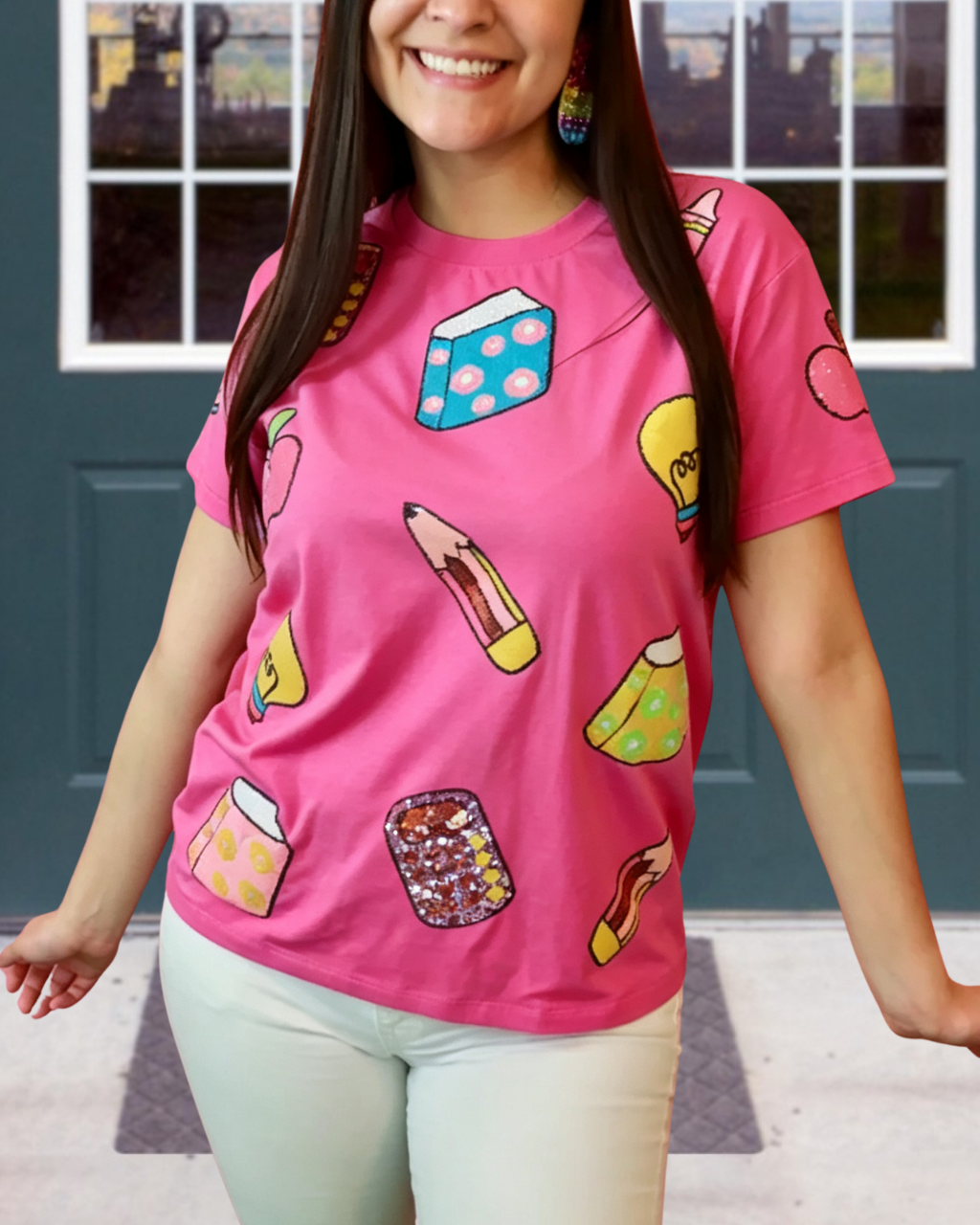 School Supplies Sequin Tee