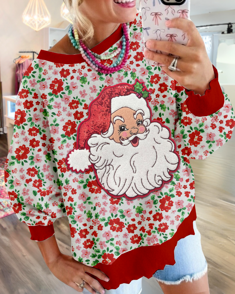 Santa Claus Floral Sweatshirt