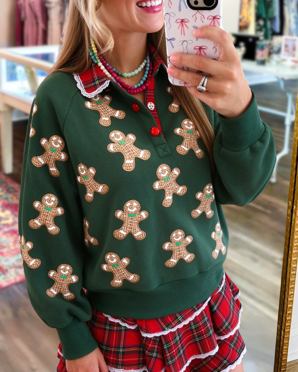 Christmas Gingerbread Man Sequin Pullover