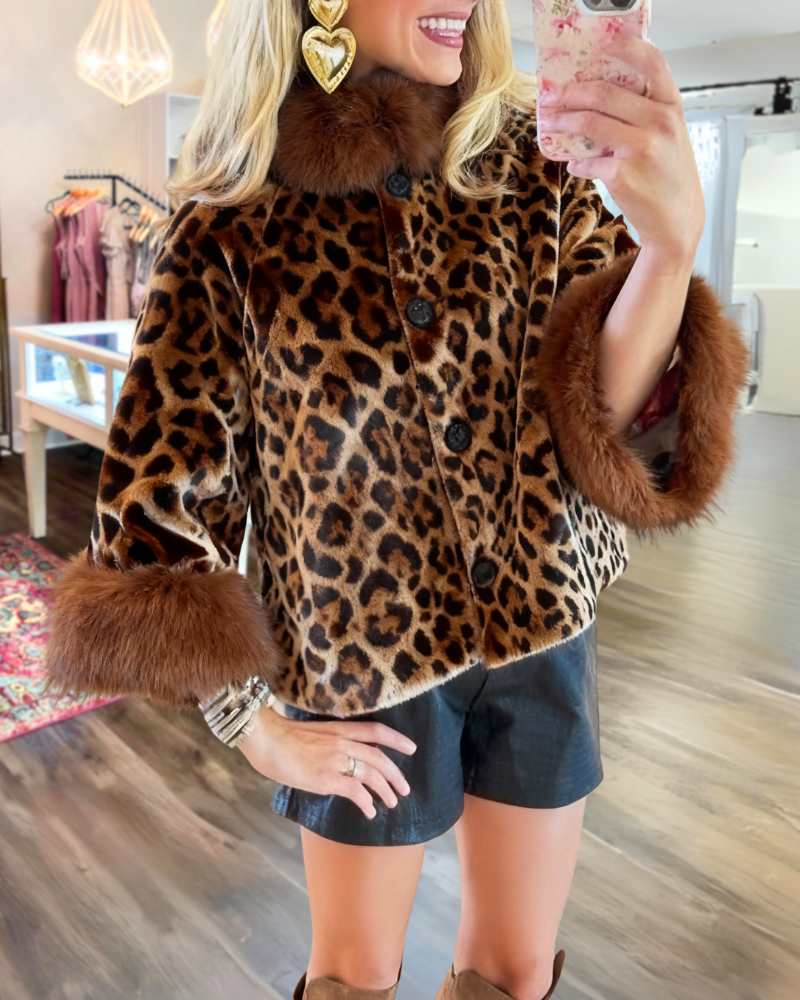 Stylish Leopard Furry Jacket
