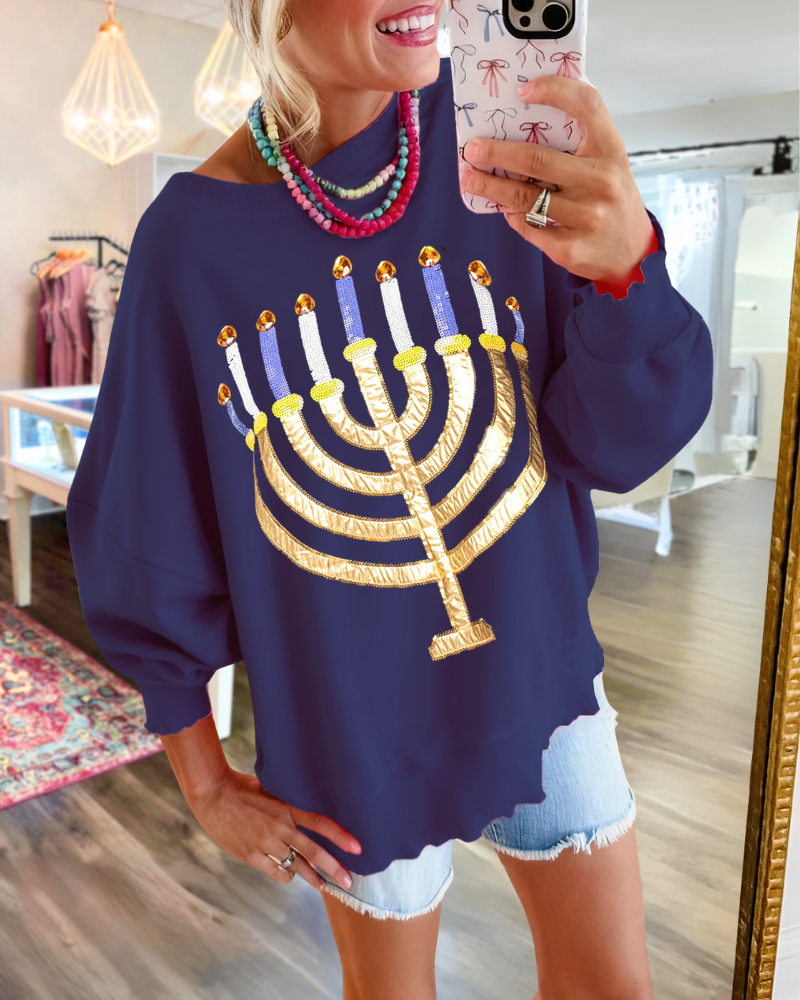 Trendy Hanukkah Candlestick Sweatshirt