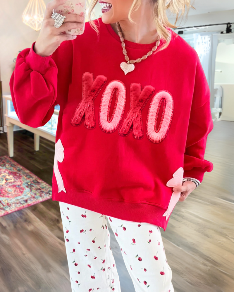 XOXO Bow Print Sweatshirt