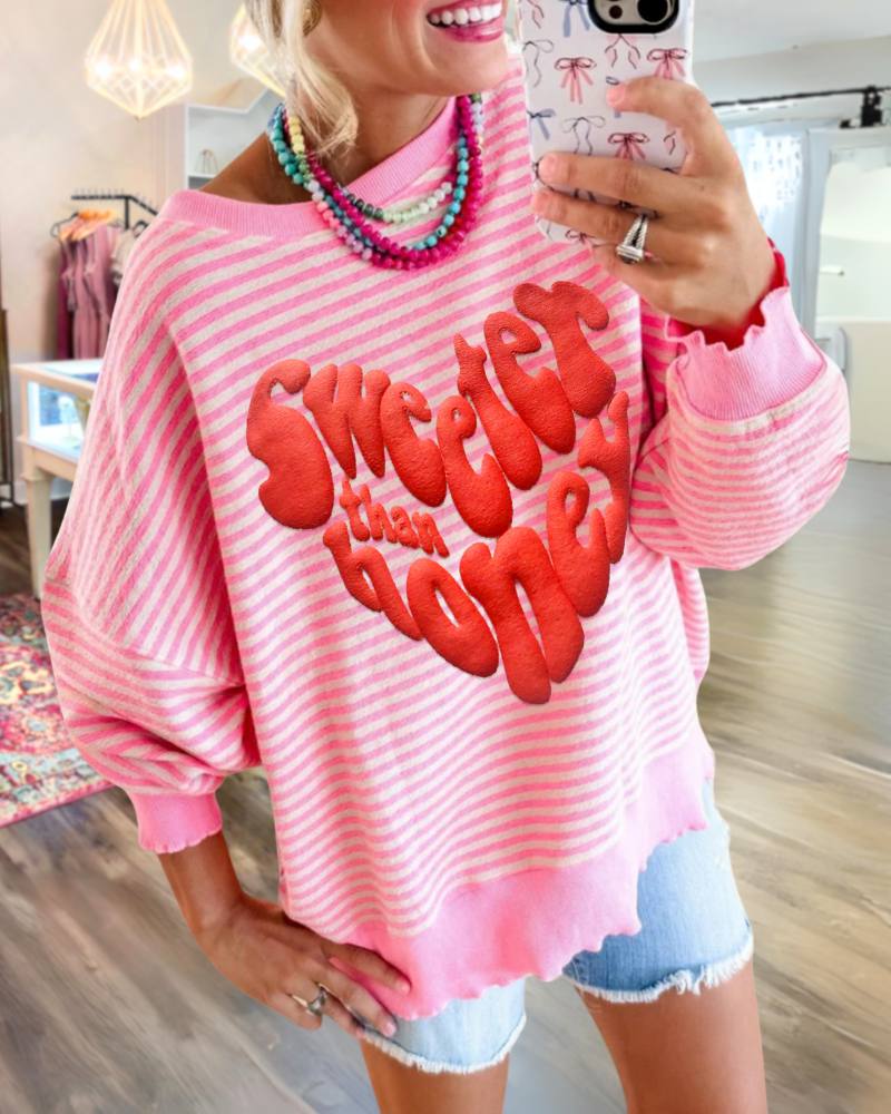 Sweeter Than Honey Striped Sweatshirt
