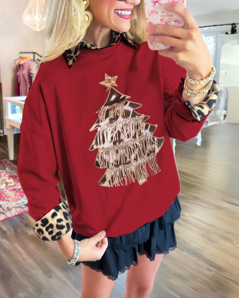 Playful Christmas Tree Graphic Sweatshirt