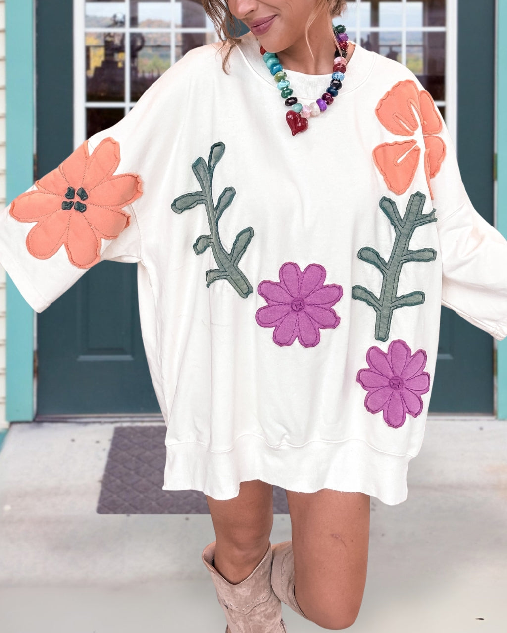 Floral Patch Oversized Top