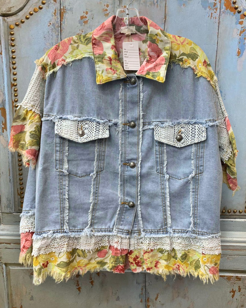 Floral Denim Button-Down Top