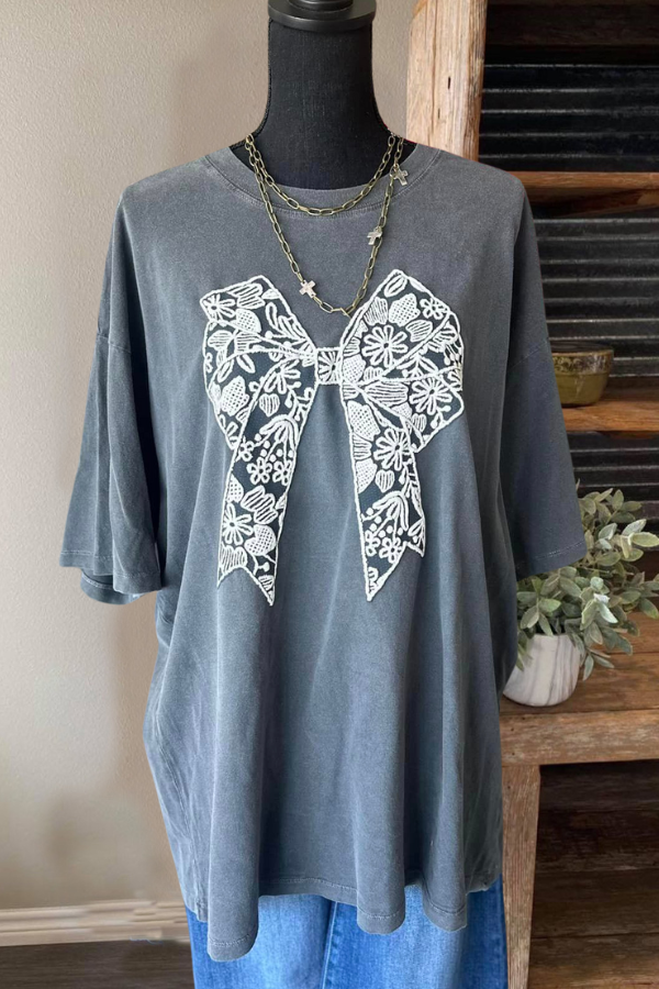 Bow Floral Embroidered Top