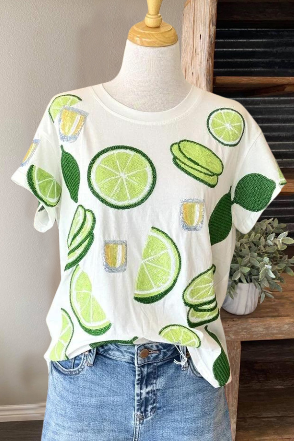 Sequin Lime & Tequila Shot Tee