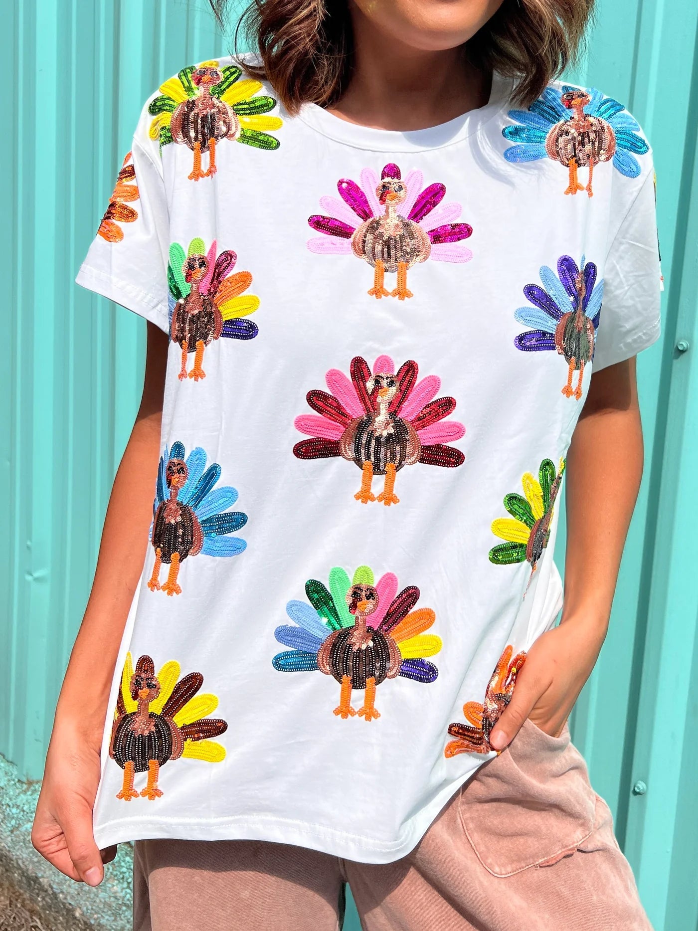 Sequins Turkey Queen Cotton Tee