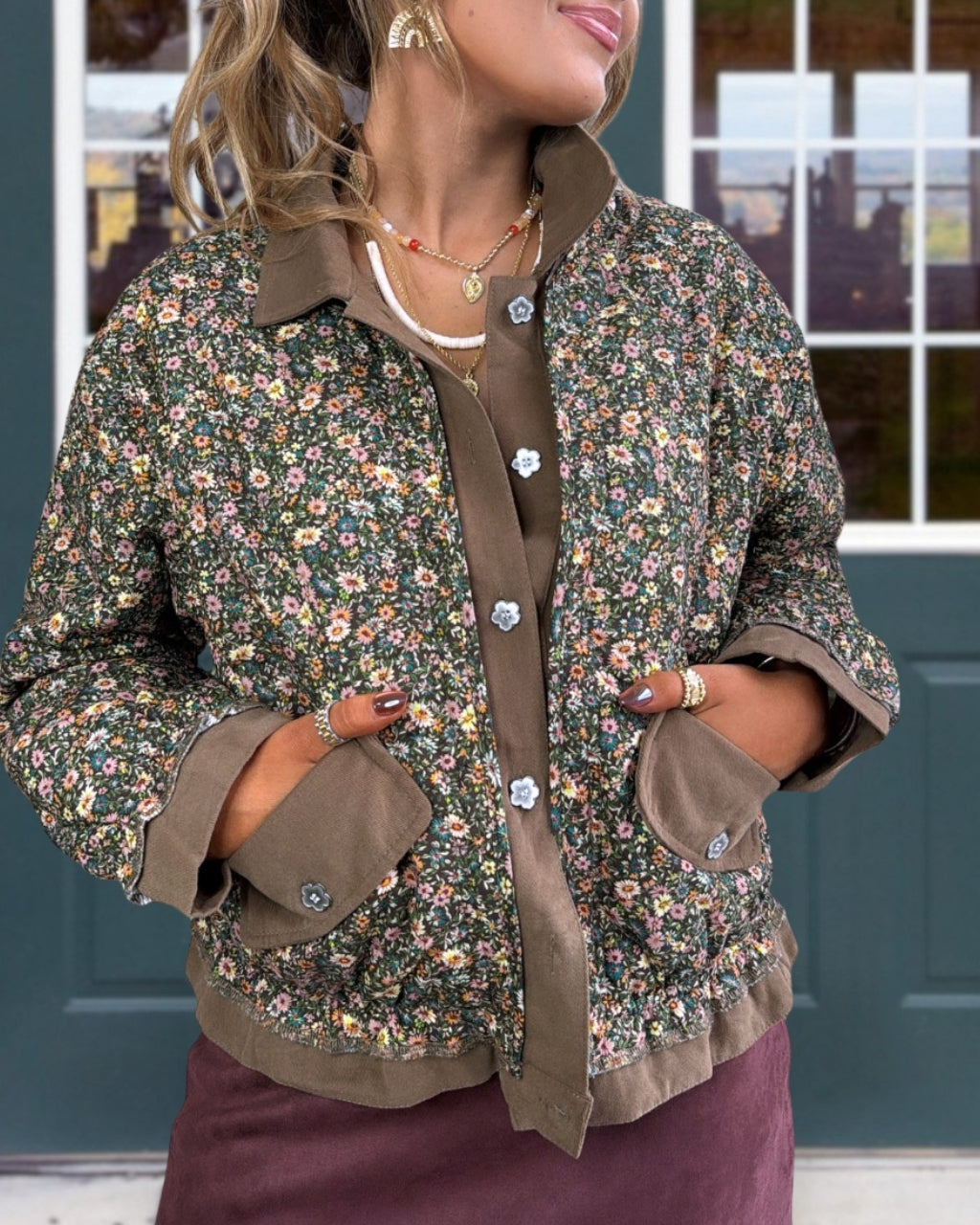 Retro Quilted Floral Jacket