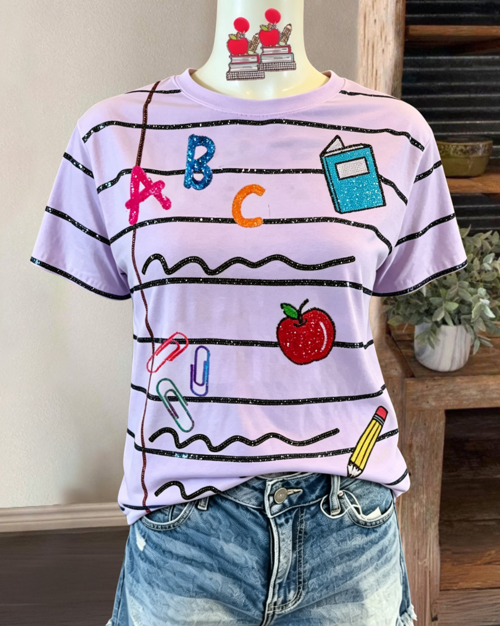 School Day Sequin Striped T-Shirt