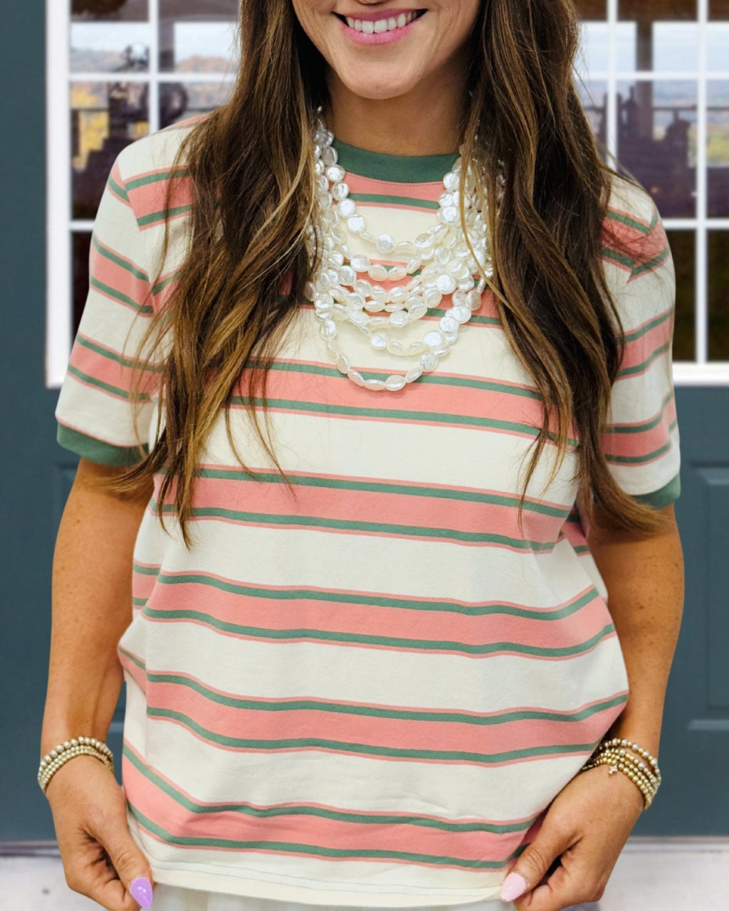 Color-blocked Striped T-shirt
